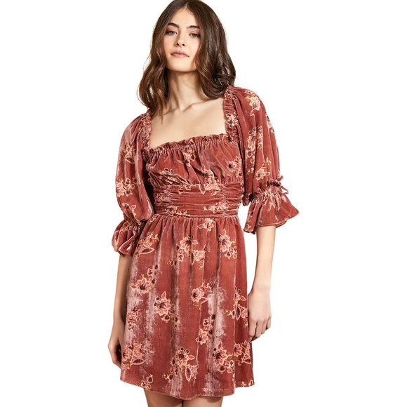Hutch Dresses & Skirts - Hutch Velvet Burnout Floral Peasant Mini Dress SMALL